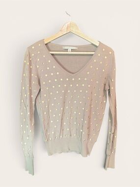 LC Lauren Conrad V-Neck Sweater in tan and gold